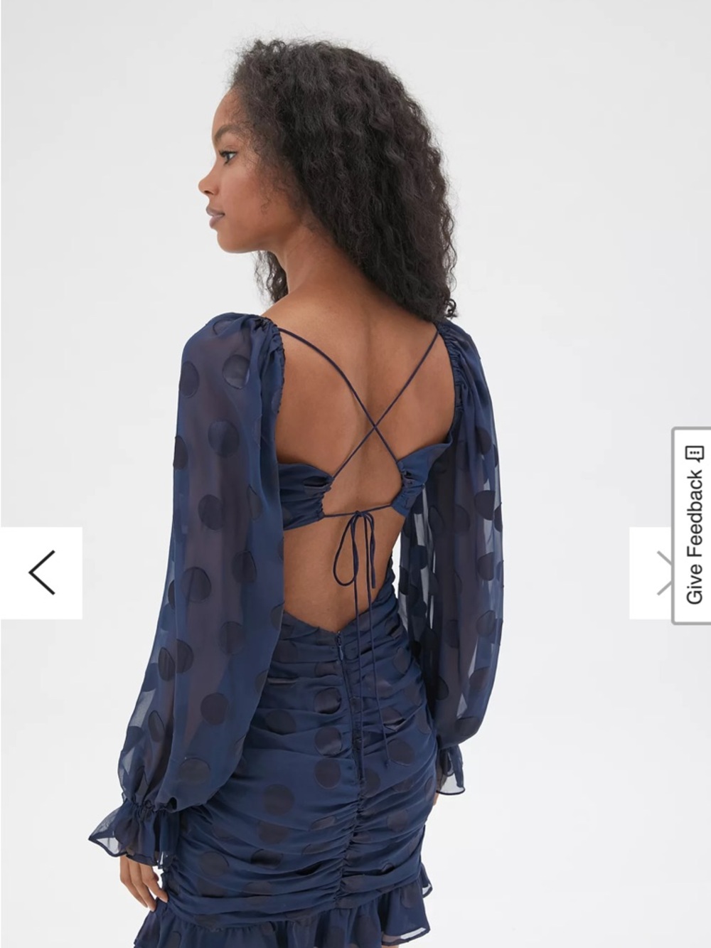 NWOT For Love & Lemons Midnight Lula Ruched Mini Dress Polka Dot Jacquard & Open - Picture 6 of 6